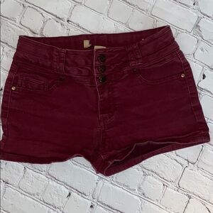 Juniors Maroon Jean Shorts 